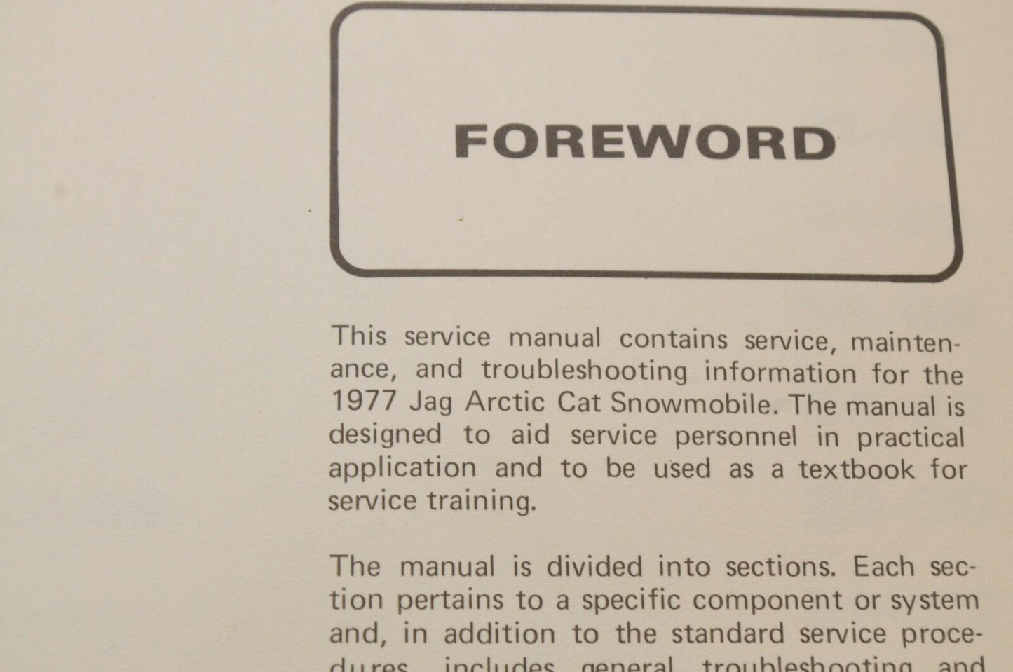 Genuine ARCTIC CAT Factory Service Shop Manual JAG 1977 0153-121