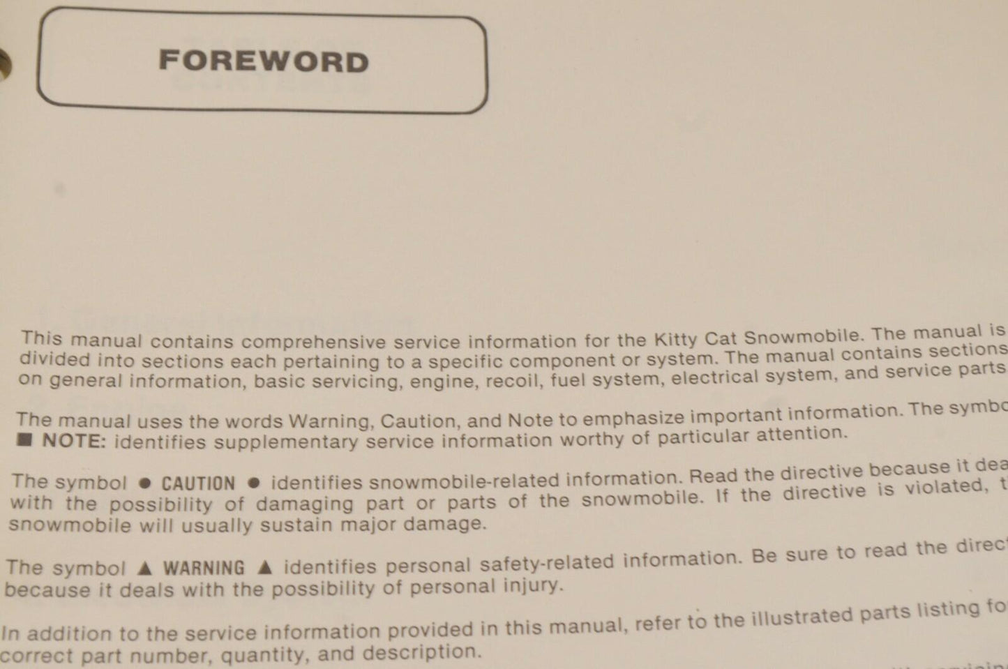 Genuine ARCTIC CAT Factory Service Shop Manual KITTY 1991 2254-642