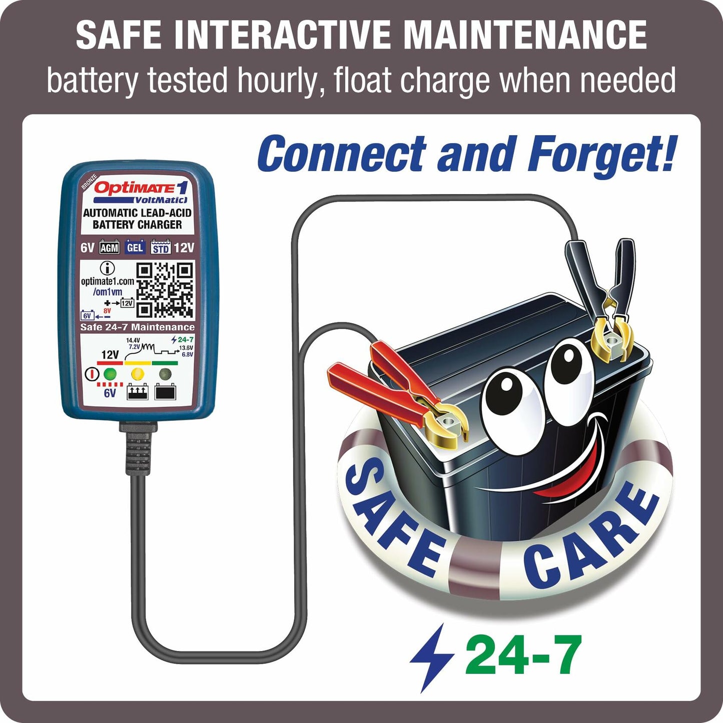 OptiMate 1 VoltMatic, TM-401a, 0.6A Battery Charger & Maintainer for Small 6/12V Batteries