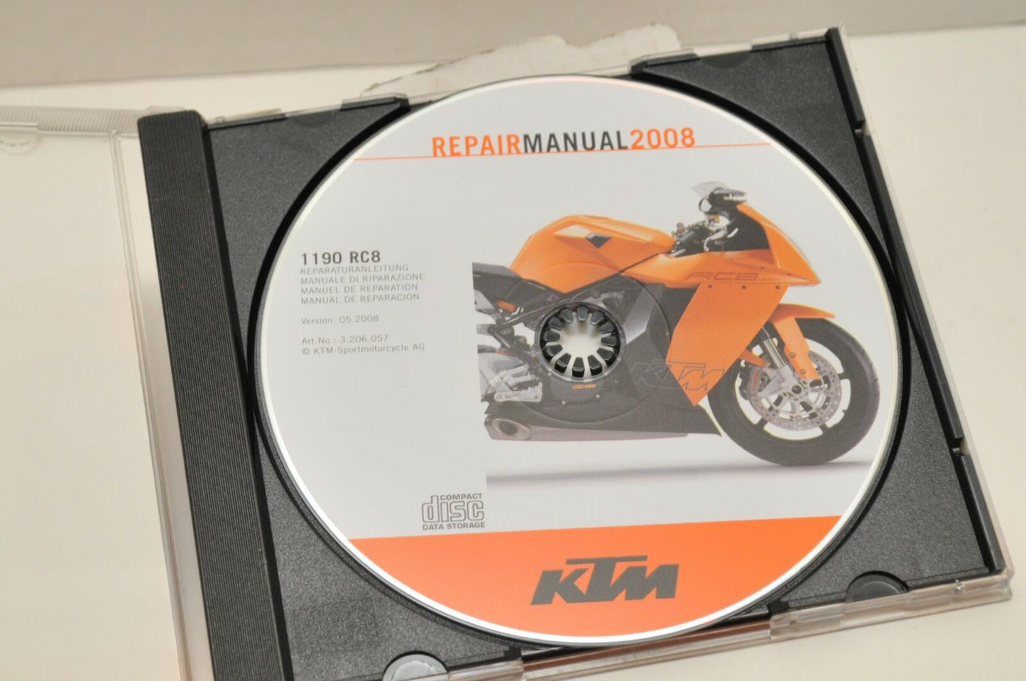 GENUINE KTM SERVICE REPAIR WORKSHOP MANUAL CD 3206057 1190 RC8 2008