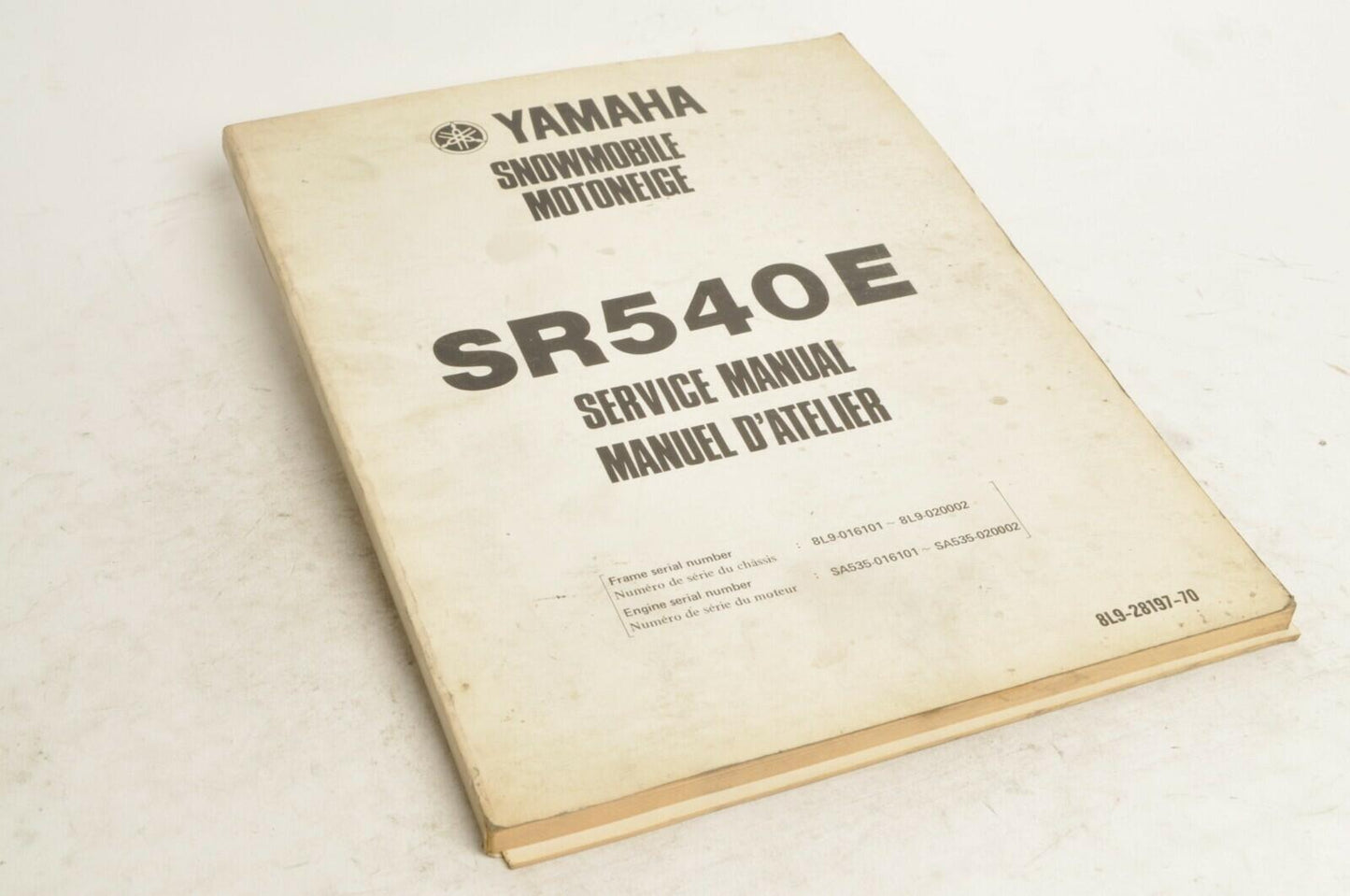 Yamaha Owner's Service Shop Manual SR540 SR540E 1981 En/Fr | 8L9-28197-70