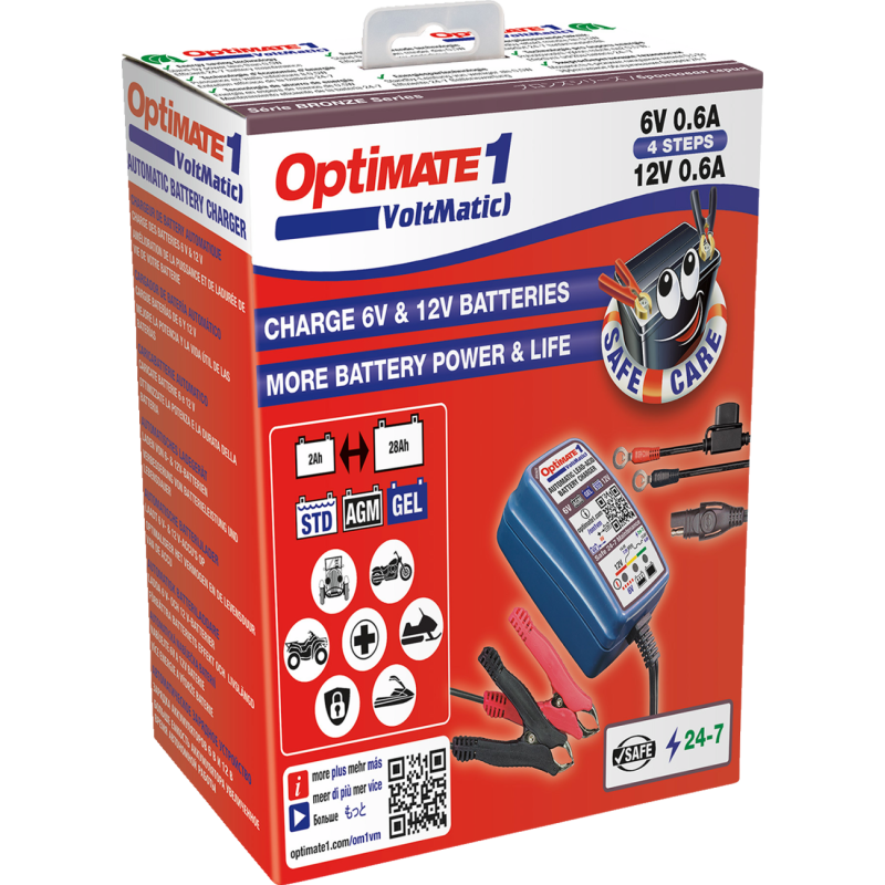 OptiMate 1 VoltMatic, TM-401a, 0.6A Battery Charger & Maintainer for Small 6/12V Batteries