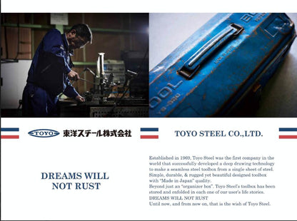 TOYO Steel Tool Box T-190 Navy Blue  - 8x4x2 (approx)  -  Made in JAPAN
