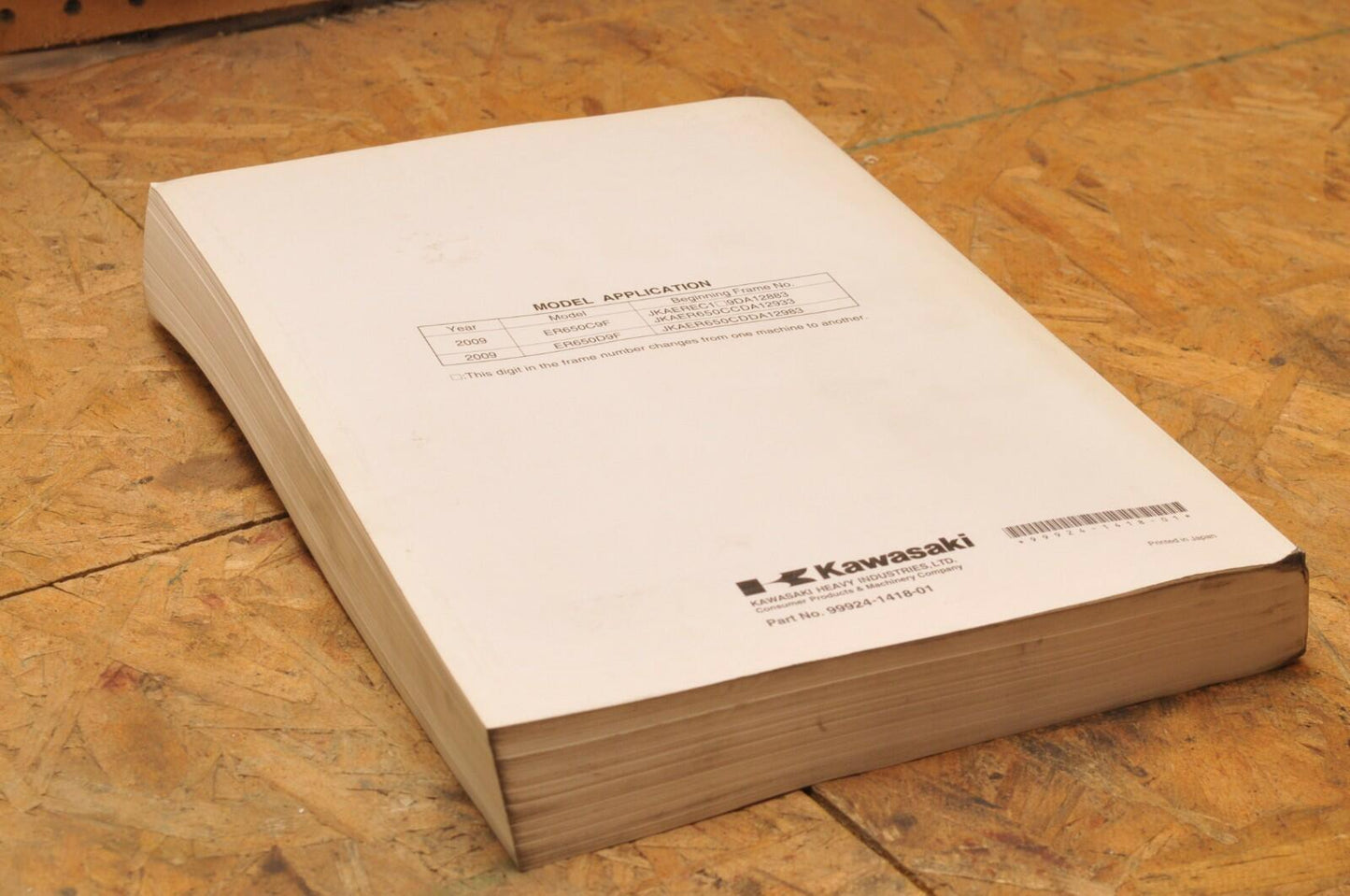 Kawasaki Factory Service Manual OEM SHOP NINJA ER-6N ABS 2009 99924-1418-01