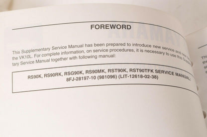 Yamaha Supplementary Service Manual Repair Maintenance Shop | VK10 VIKING 2006