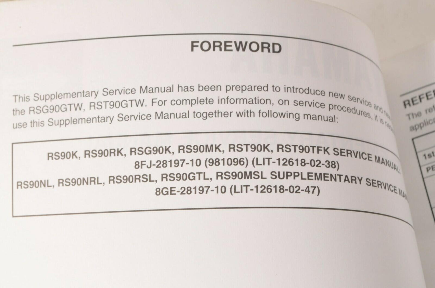 Yamaha Supplementary Service Manual Repair Maintenance Shop | RSG RST 90 2007