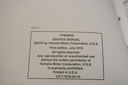 OEM Yamaha ATV Service Shop Manual LIT-11616-24-16 YFM90RA Raptor 90 2011 11