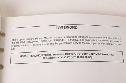 Yamaha Supplementary Service Manual Repair Maintenance Shop | RS90 2006