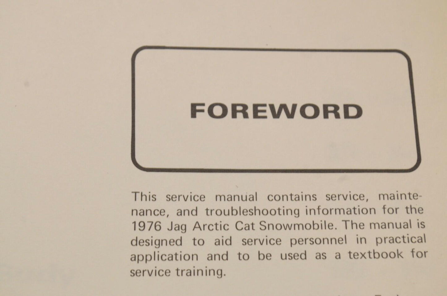 Genuine ARCTIC CAT Factory Service Shop Manual JAG 1976 0153-089