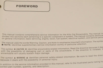 Genuine ARCTIC CAT Factory Service Shop Manual  KITTY 1991  2254-642