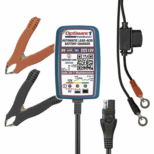 OptiMate 1 VoltMatic, TM-401a, 0.6A Battery Charger & Maintainer for Small 6/12V Batteries