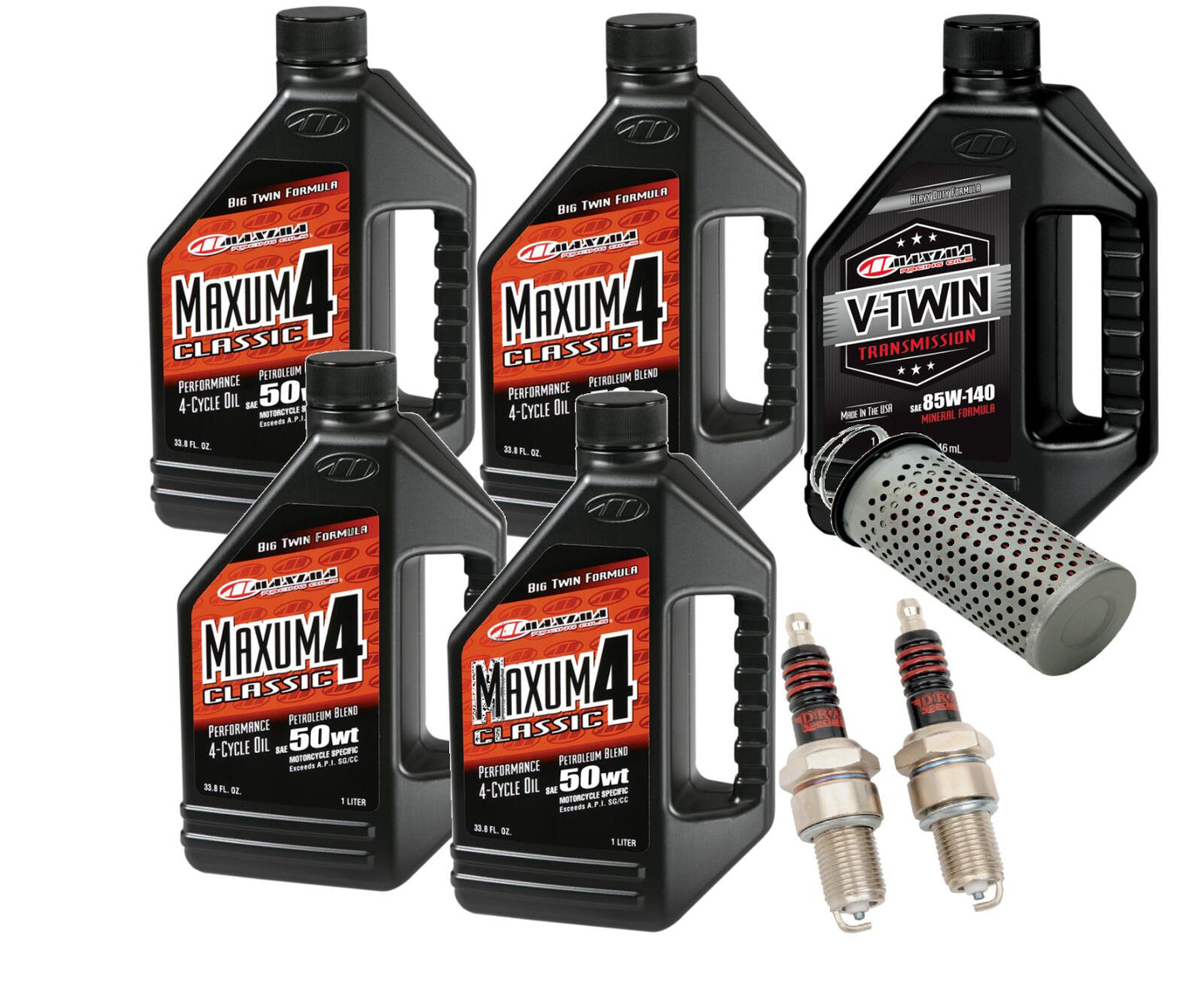 Oil Change Tune Up Kit Oil Filter Spark Plugs - Harley Shovelhead 66-74 50wt