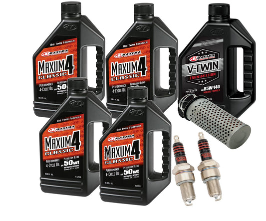 Oil Change Tune Up Kit Oil Filter Spark Plugs - Harley Shovelhead 66-74 50wt