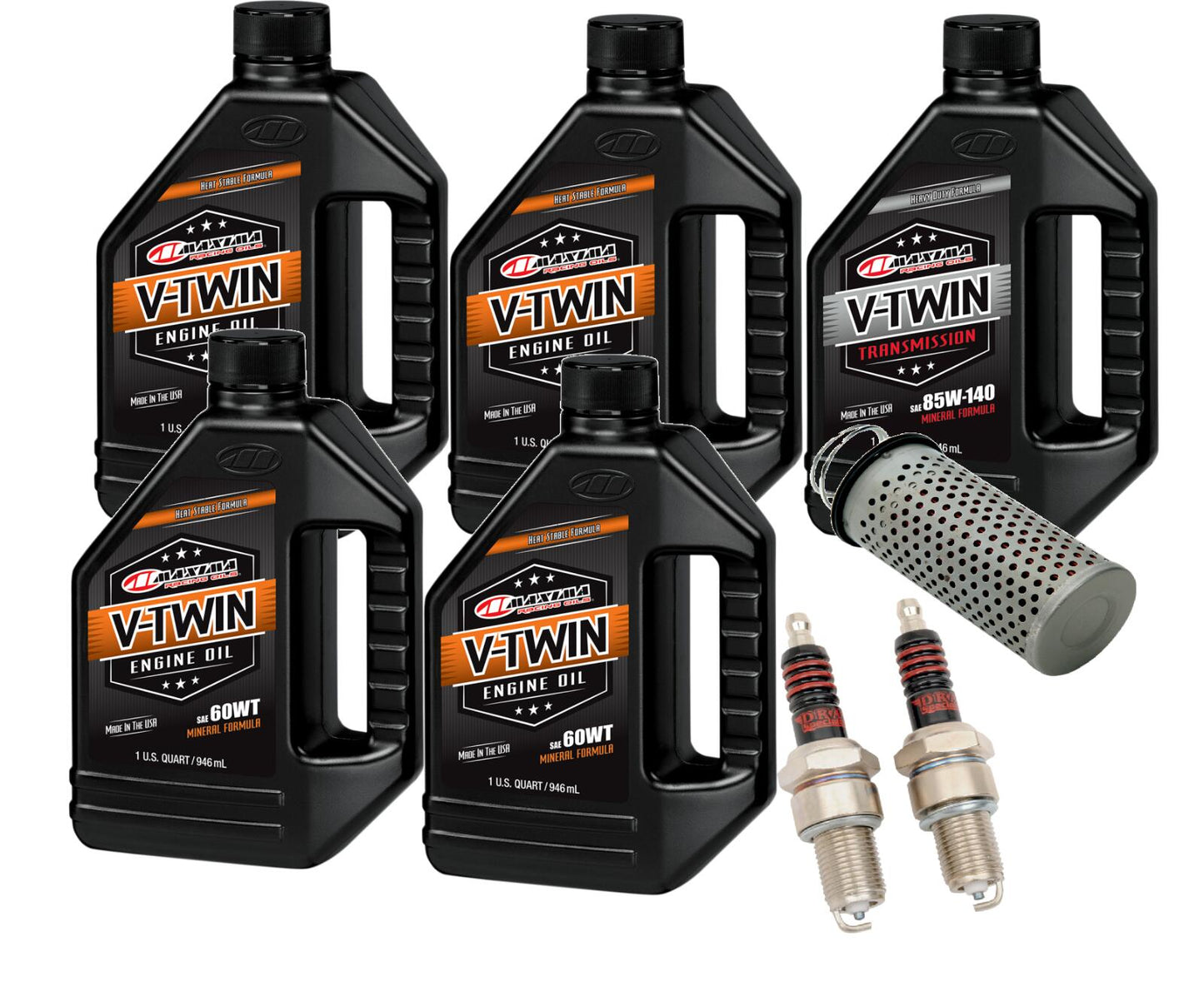Oil Change Tune Up Kit Oil Filter Spark Plugs - Harley Shovelhead 66-74 60wt