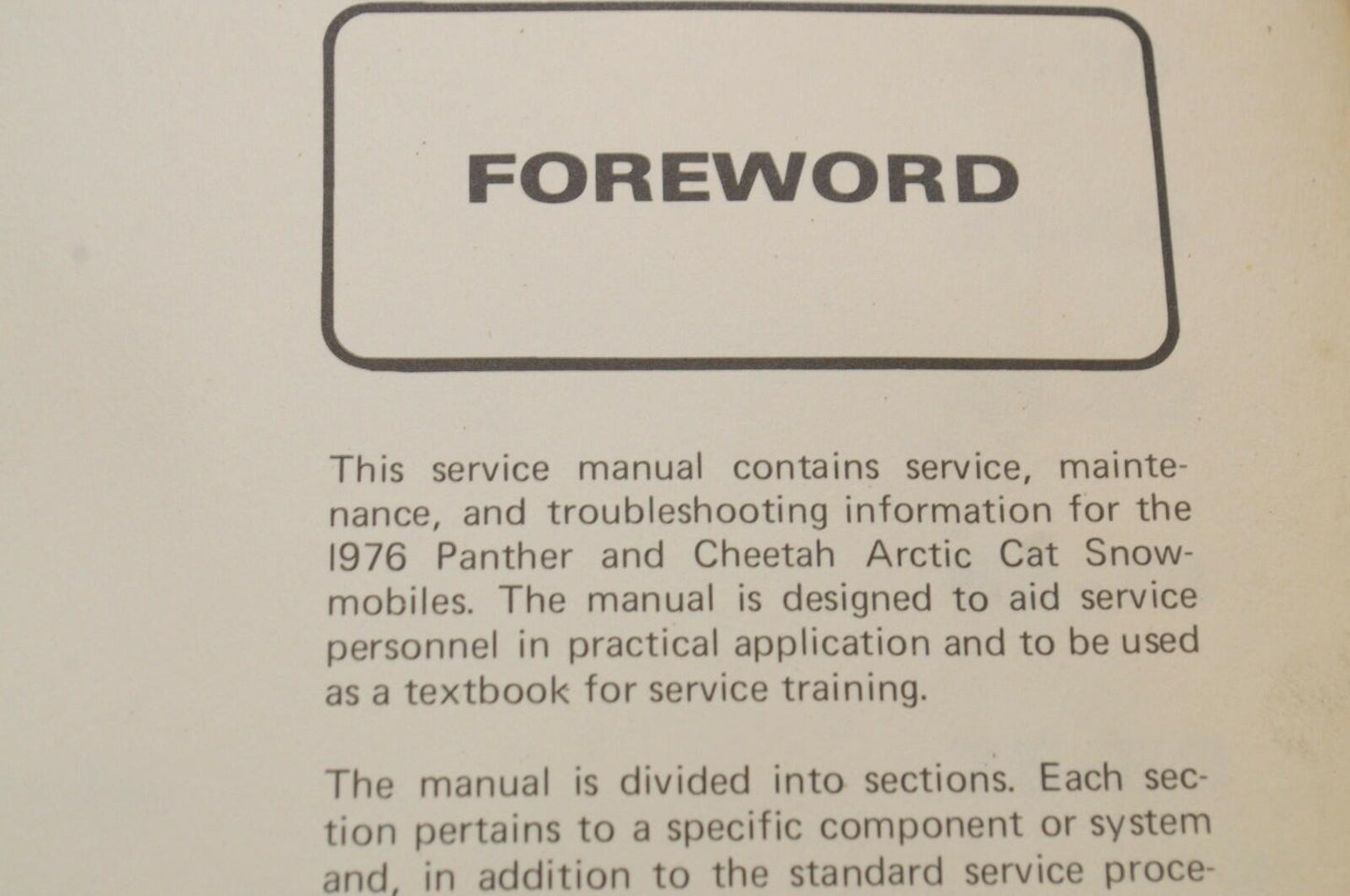 Genuine ARCTIC CAT Factory Service Shop Manual  1976 PANTHER CHEETAH  0153-088