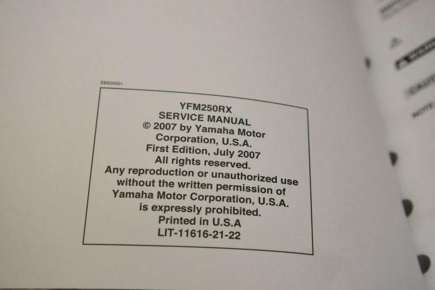 OEM Yamaha ATV Service Shop Manual LIT-11616-21-22 RAPTOR 250 2008 08 YFM250RX