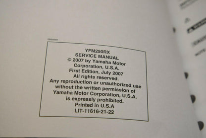 OEM Yamaha ATV Service Shop Manual LIT-11616-21-22 RAPTOR 250 2008 08 YFM250RX